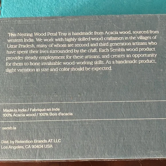 NIB 💖 - SEMBLA Nesting Wood Petal Trays Set - set of 3 - Picture 5 of 5